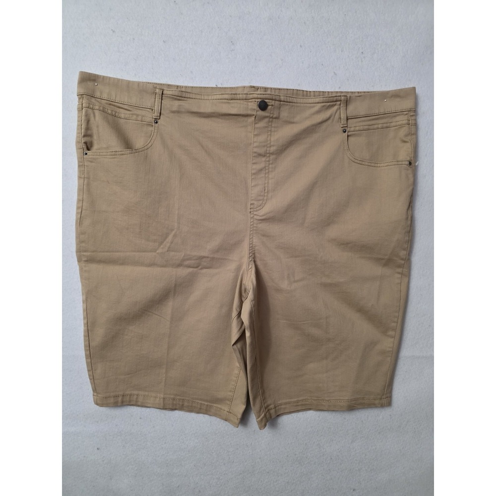 Terra & Sky Pull-On Blue Denim Bermuda Shorts Color Khaki Plus Size 4X 28/30 NWT